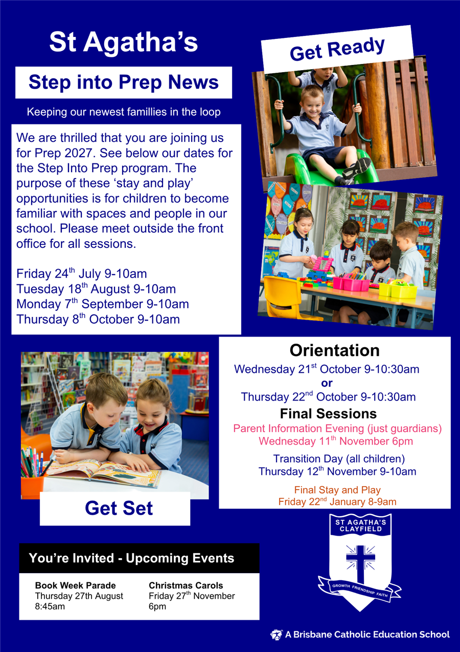 Pre-Prep Save the Dates: Friday 24th July 9-10am, Tuesday 18th August 9-10am, Monday 7th September 9-10am and Thursday 8th October 9-10am.